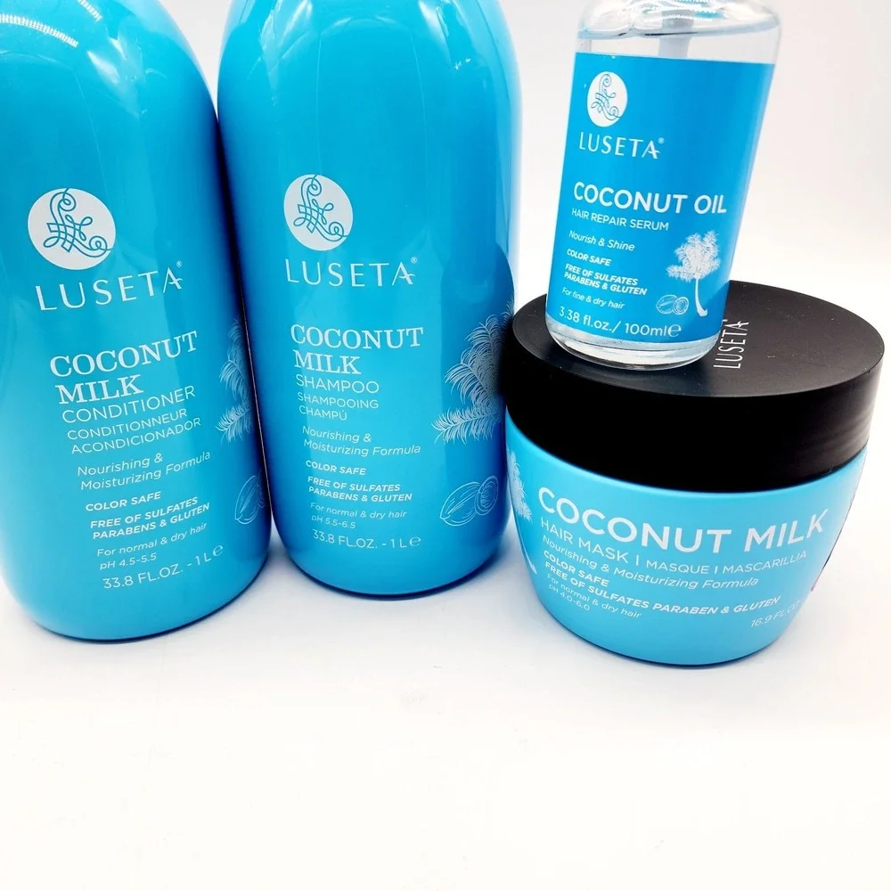 Luseta Coconut Milk Shampoo Conditioner Mask & Oil Serum 4-Pack Hair‎ Care Set